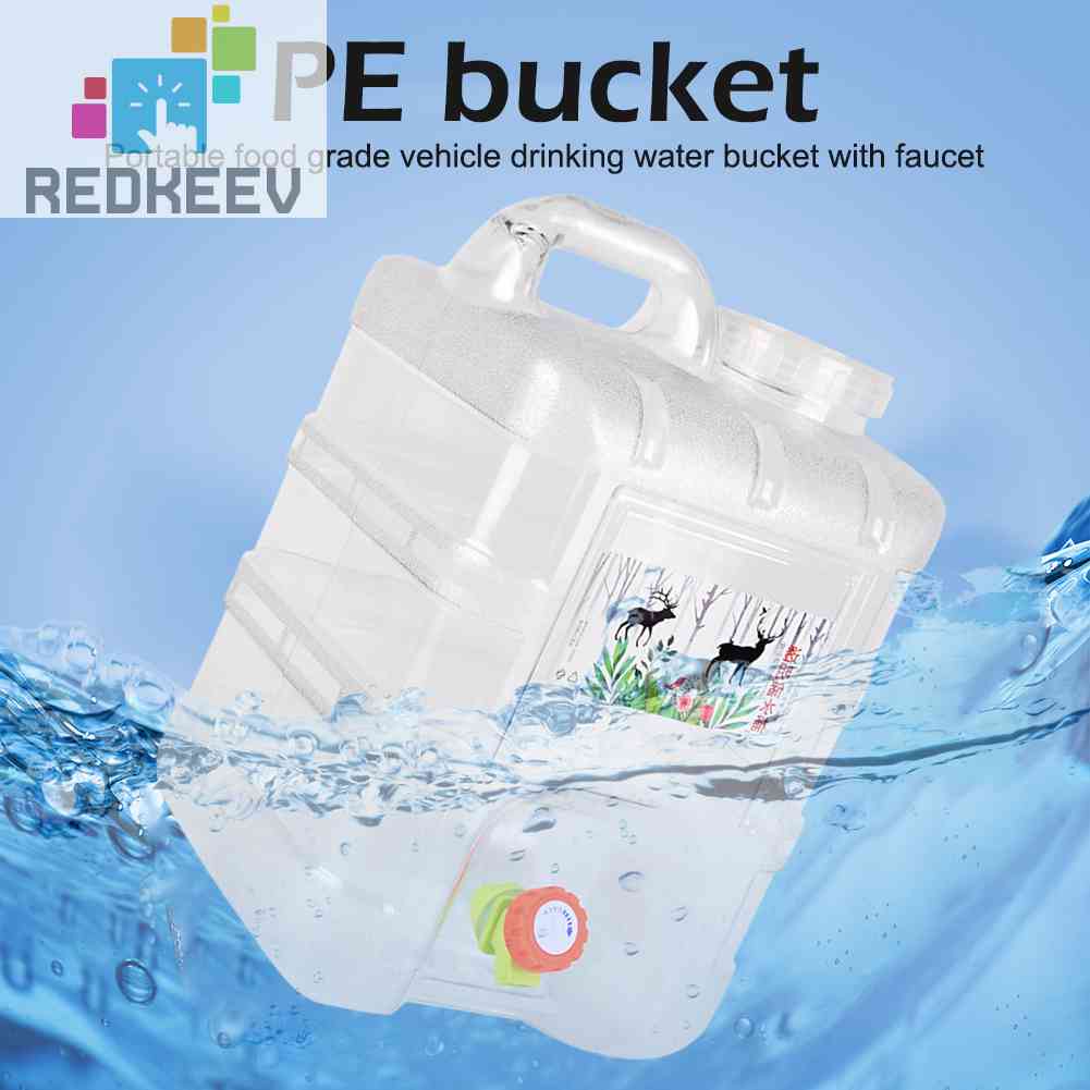 Redkeev 10L 15L 5L Portable Water Container with Faucet for Camping Hiking Picnic Driving