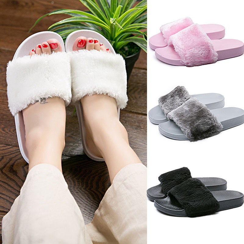 plush slide slippers