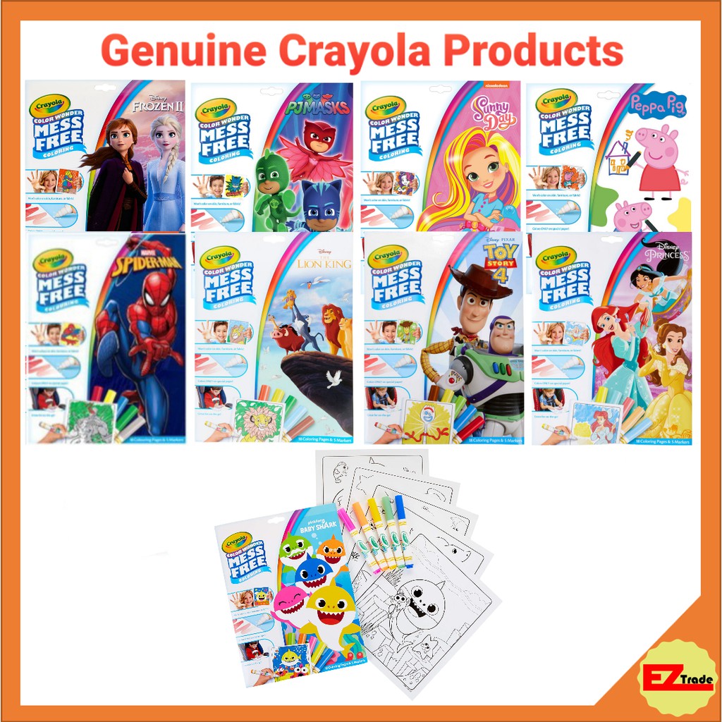 Crayola Color Wonder Mess Free Coloring Pack, Nickelodeon, Disney, PJ  Masks, Peppa Pig, Spiderman, Baby Shark, Lion King Shopee Singapore