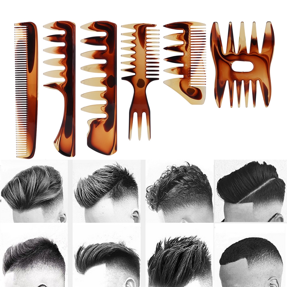 6 Types Retro Men S Hair Comb Wide Teeth Resin Anti Static Oil