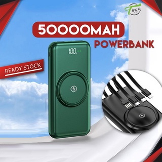 50000mAh 30000mAh 20000mAh 10000mAh Power Bank Portable Built-in 4 Cable Powerbank With Wireless Charging
