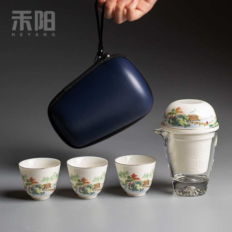 Heyang Glass Quick Cup One Pot Three Cups Portable Travel ...