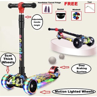Kick Scooter for Kids - BIG 5cm motion flashing wheels and Adjustable Height.