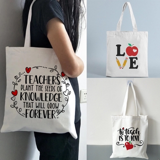 Image of Teacher Tote Bag Women's Casual Canvas Shoulder Tote Bag Lady Handbag Tote Bags for Teachers Teachers Gift