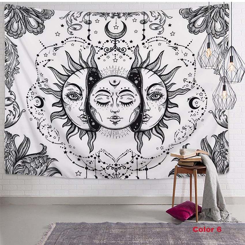 Sun Moon Tapestry Background Art Wall Hanging Black White Landscape Tablecloth Home Decor For Bedroom Living Room Dorm Shopee Singapore