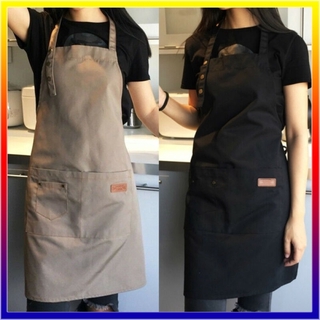 7 Colors Apron Solid Color Adjustable Bib Apron Waterproof Two Pockets Kitchen Chef Baking Cooking BBQ Apron