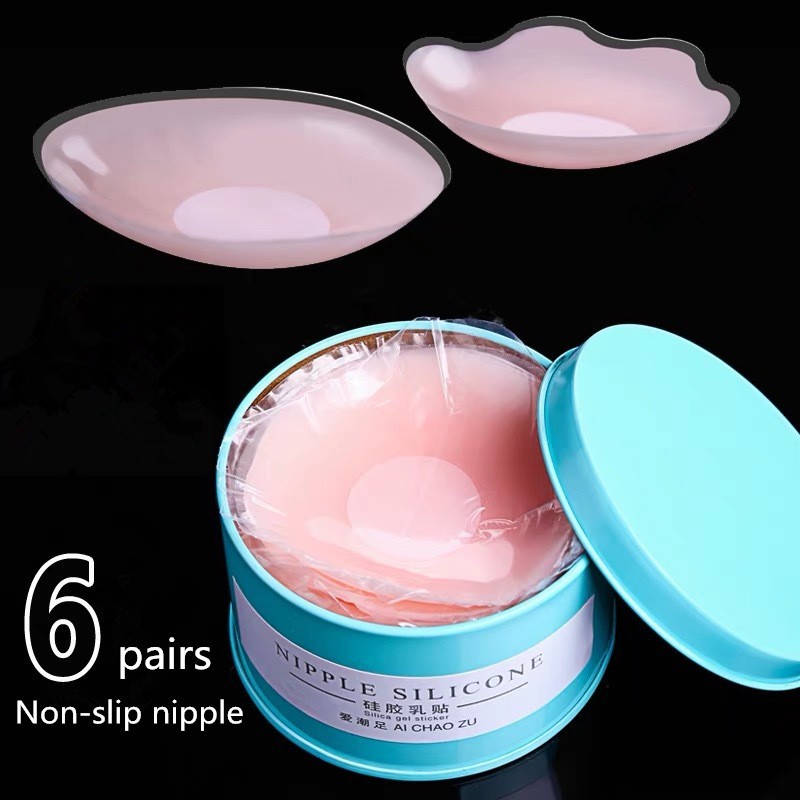 Image of New Silicone nipple cover Invisible Silicone Chest Sticker Waterproof and Sweatproof Bikini Anti-glare anti-bumps 6 Pairs #0