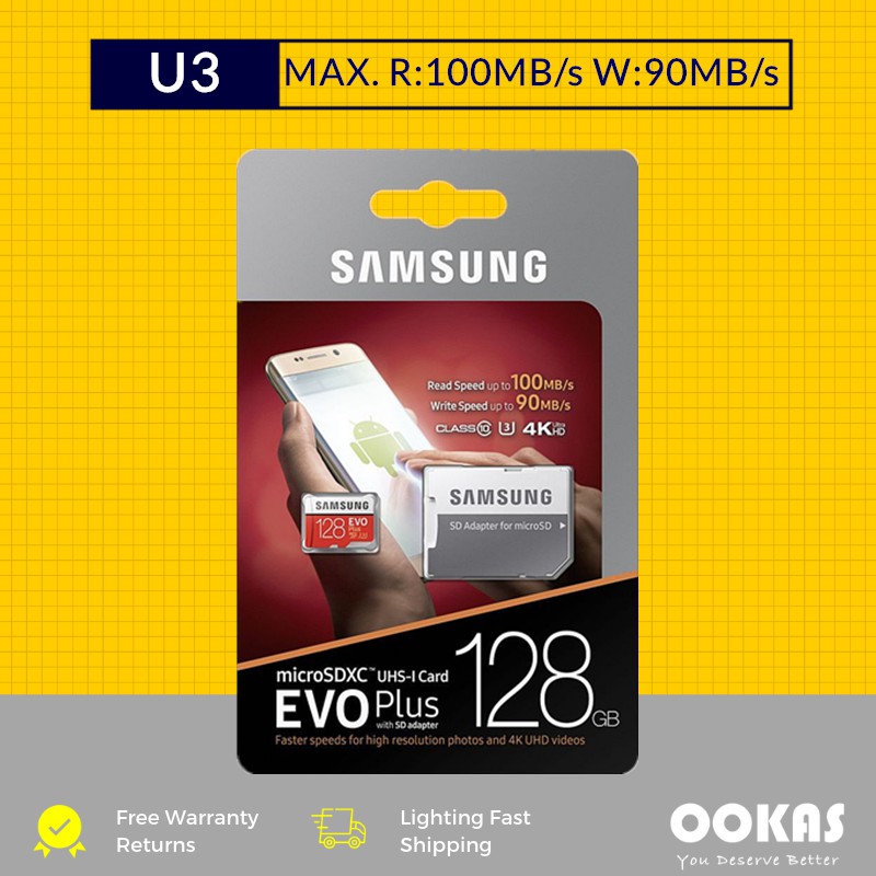 Samsung Evo Plus U3 Micro SD Memory Card 256GB/128GB/64GB/32GB CL10