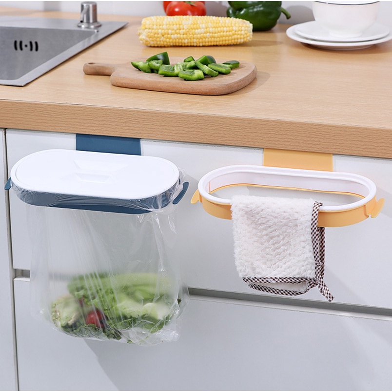 Kitchen Plastic Garbage Hanging Rack / Portable Space Saving Waste Bin