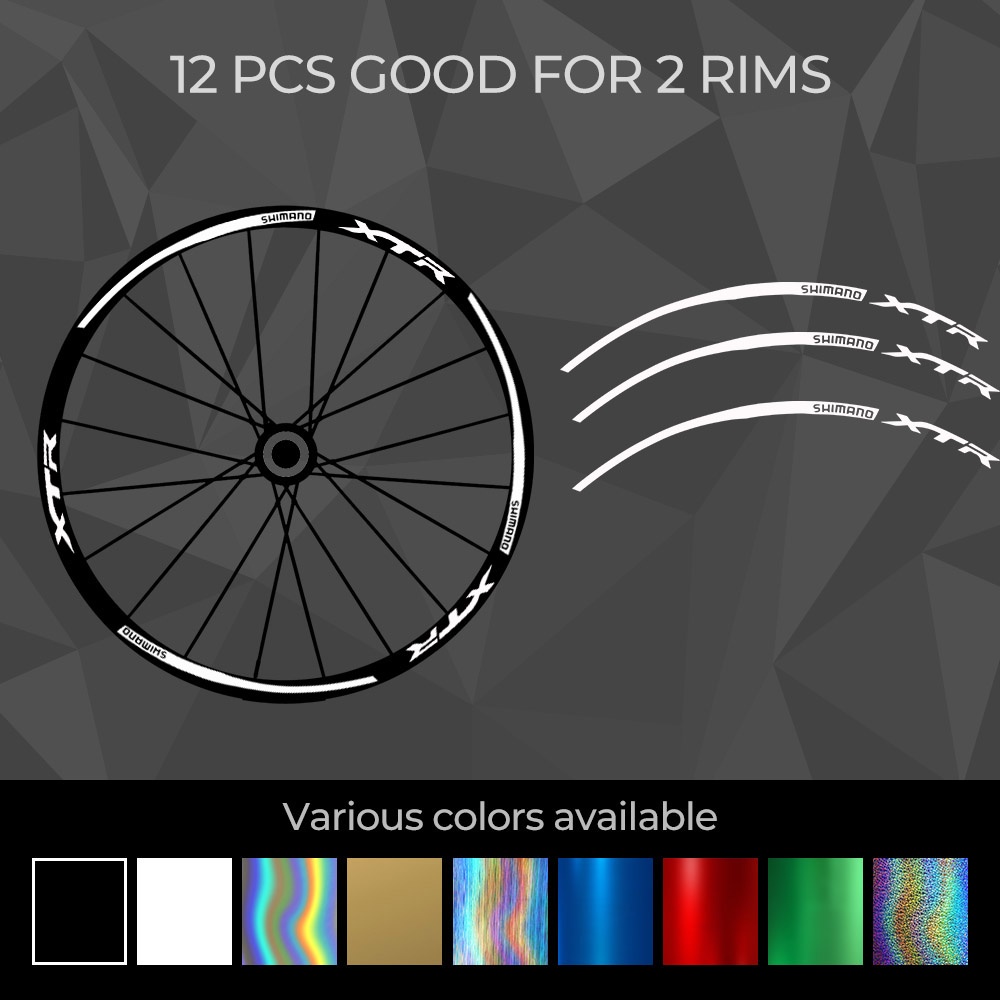 Shimano Xtr Mtb (8 Or 12 pcs) Holographic Wheel Rim Sticker Decal Vinyl