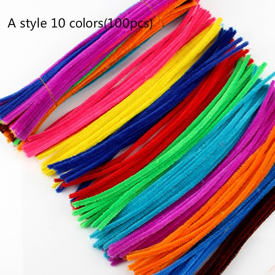DalaB 100pcs 6mm Chenille Stems Pipe Cleaners Children Kids Plush Educational Toy Crafts Colorful Pipe Cleaner Toys Handmade DIY Craft Color: Blue as Picture 