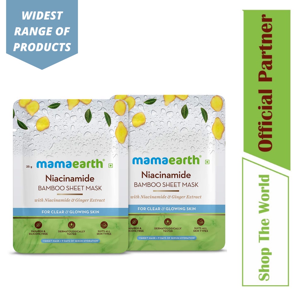 Mamaearth Clear & Glowing Skin Niacinamide Bamboo Sheet Mask with