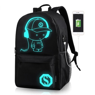 Luminous Laptop USB Backpack Men Casual Music Boy Student School Bags Outdoor Travel Waterproof Backpacks #0