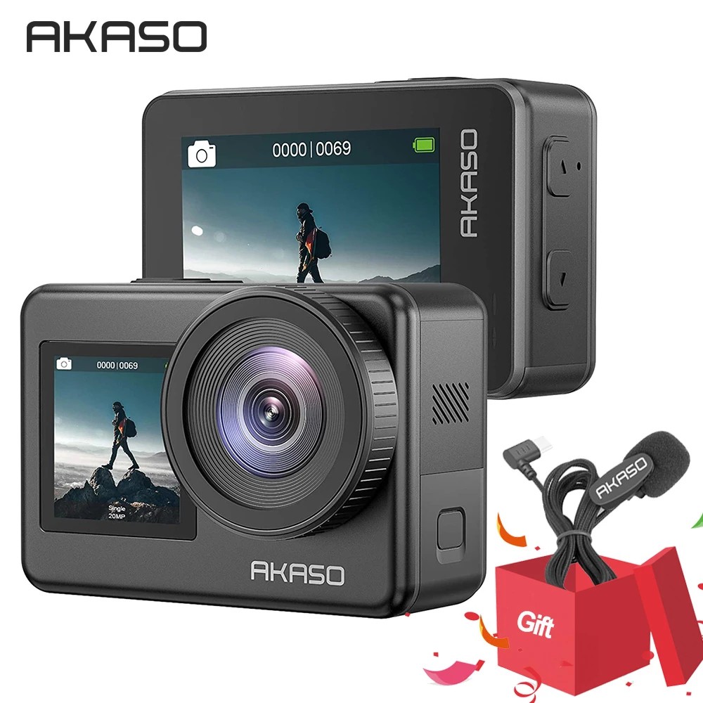 AKASO Brave 7 Action Camera 4K30FPS 20MP WiFi Touch Screen IPX8 5M/16FT Waterproof EIS 2.0 Vlog