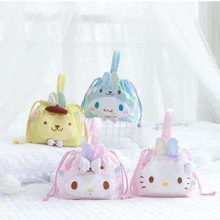 Sanrio Characters Lunch box Pouch Drawstring My Melody Pompompurin Hello Kitty Cinnamoroll