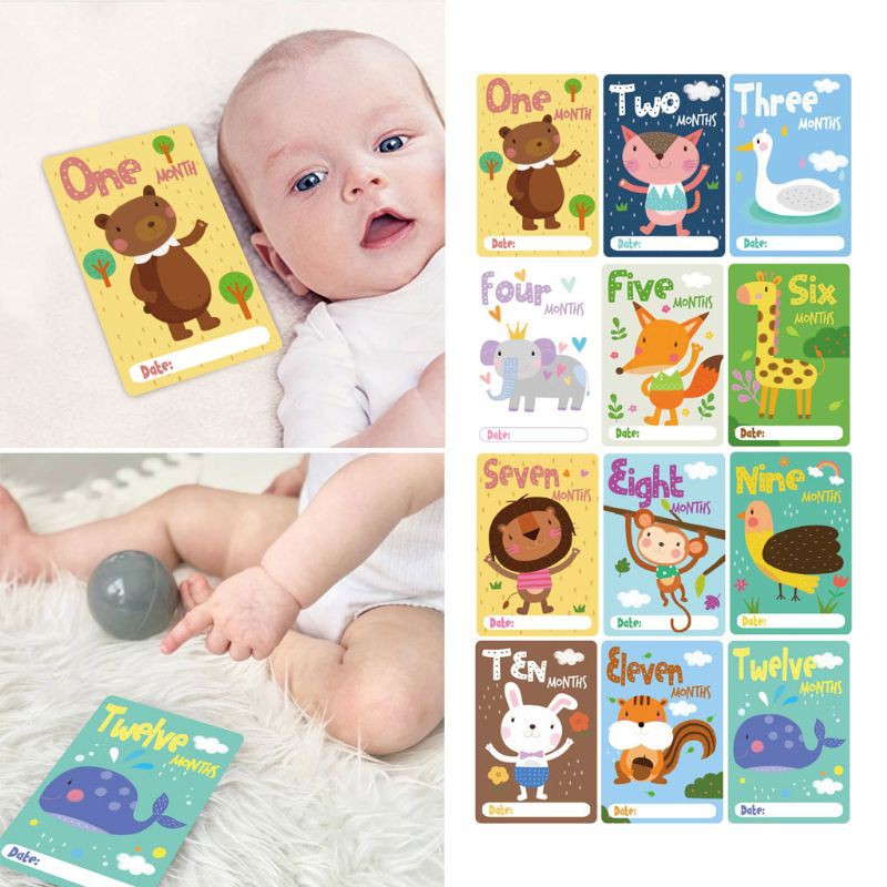 Newborn Photo Props Baby Photo Cards 4 x 6 Cards Baby Milestone Cards 36 Sheet Milestone Photo Sharing Cards Gift Set Baby Age Cards 