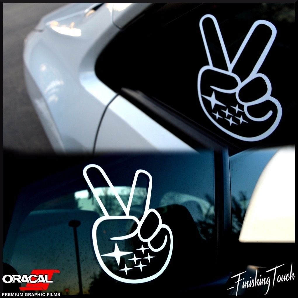 Subaru Peace Sign Decal Hand Wave Subie Outback Impreza Legacy Choose Color 