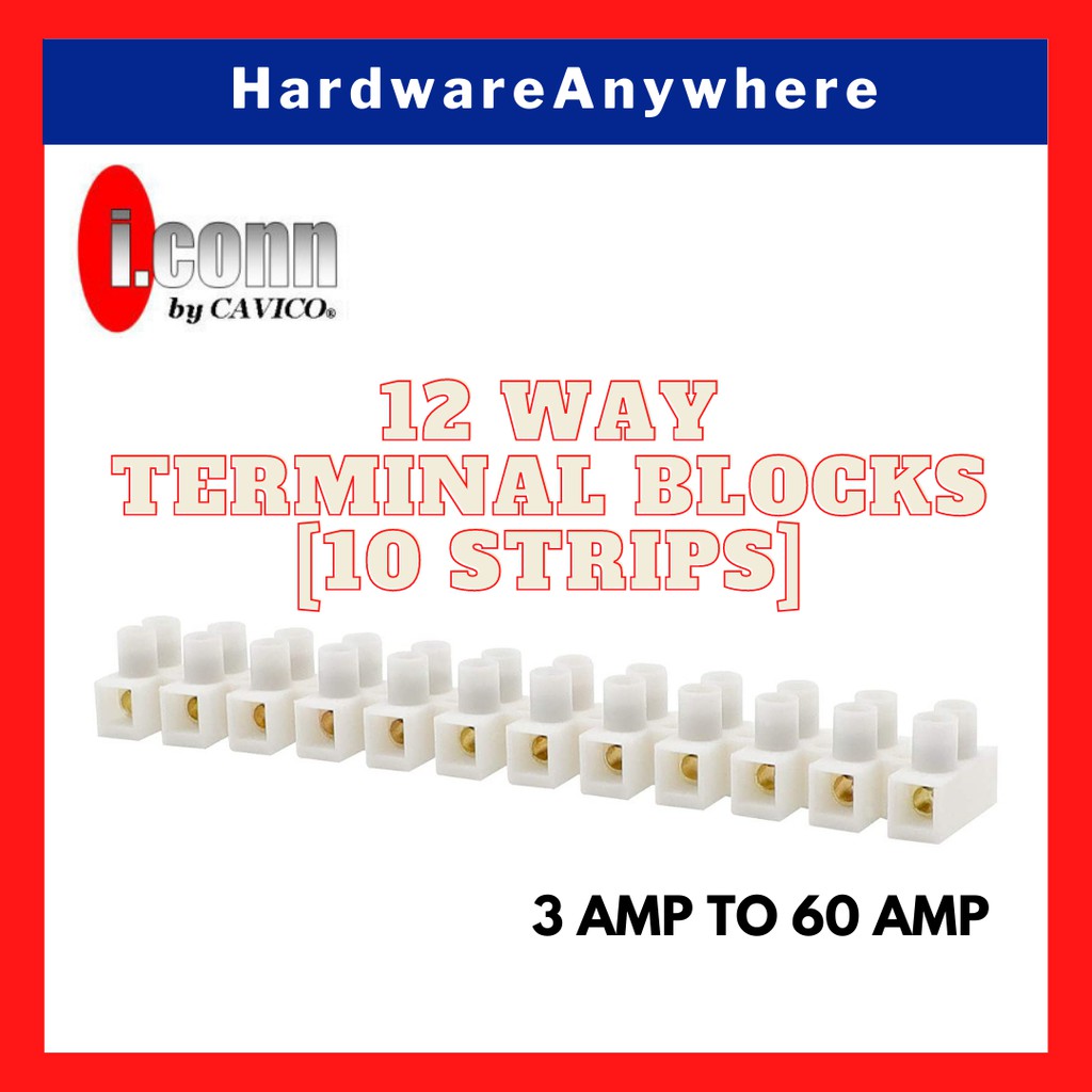 12 Way PVC Electrical Connector strip Pack of 10pcs [ 3 / 5 / 10 / 15