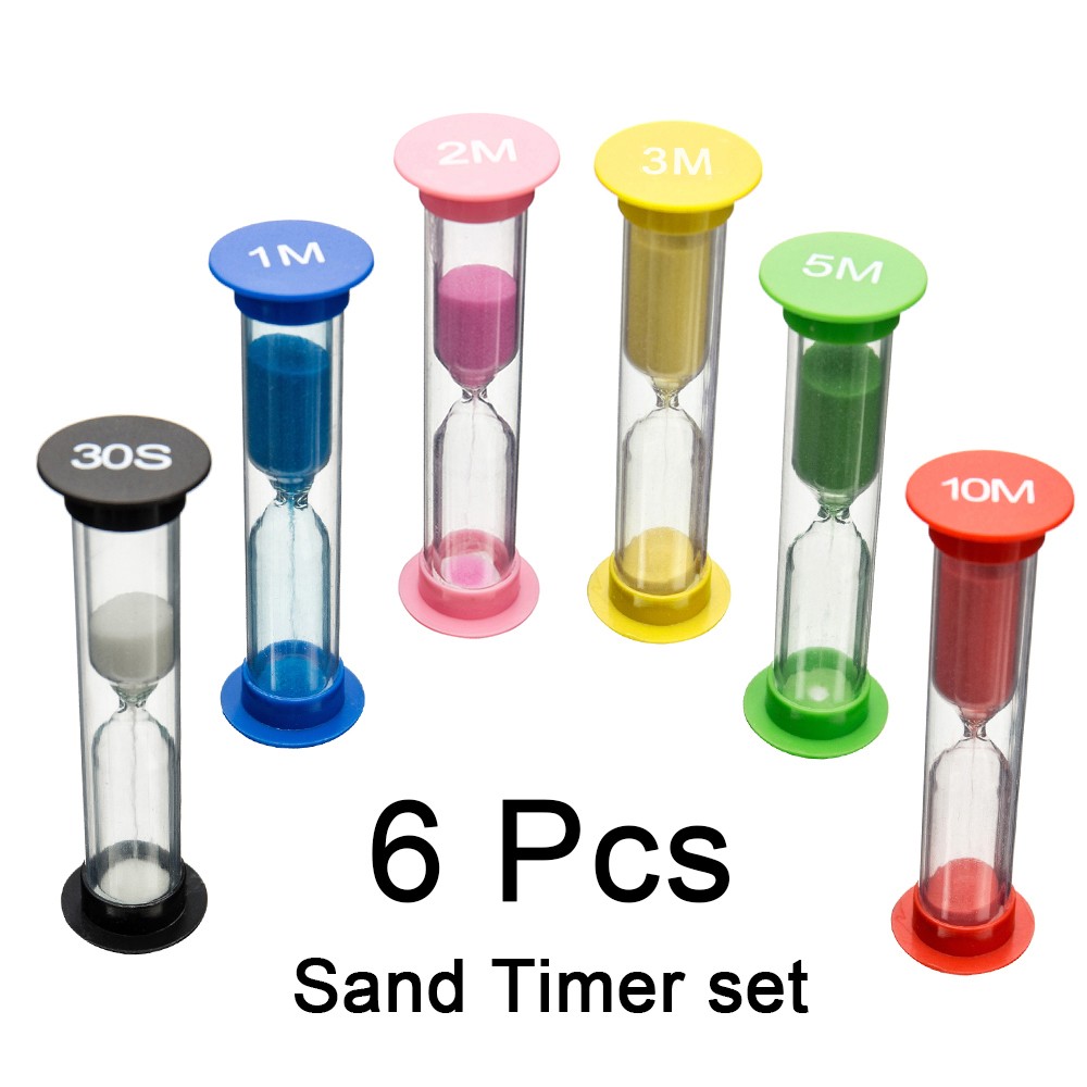 6pcs Sand Egg Timer Minutes Teaching Games Hourglass Sandglass Timing