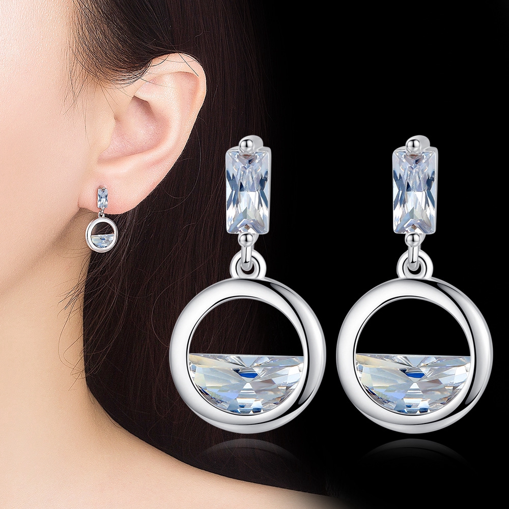 New Korean Style Earrings for Women, Fashion Round Earrings, Zircon
