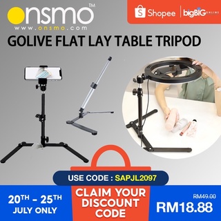 Onsmo Golive Flat Lay Table Tripod with Free Handphone Holder With Ring Light 26cm Kit