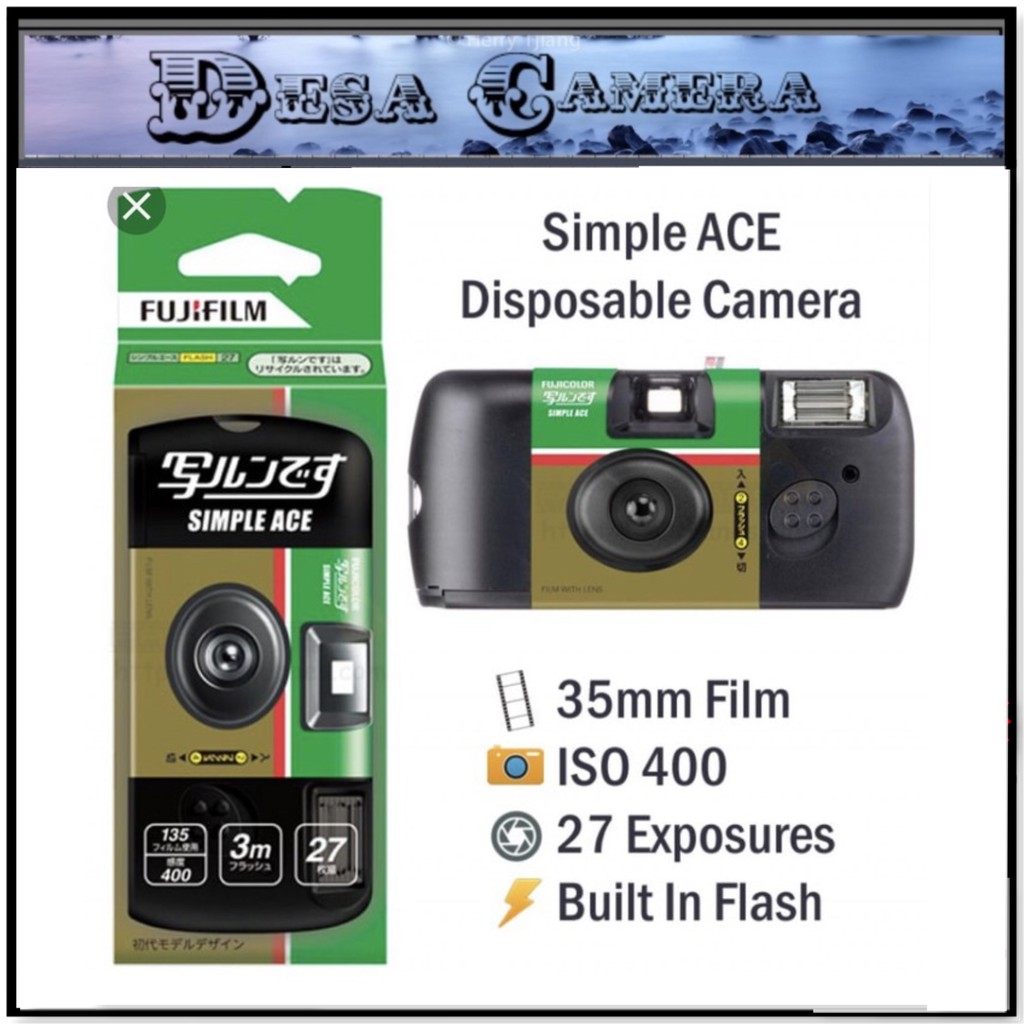 Fujifilm Simple Ace 400 Disposable Camera Iso 400 Exp 2023 Shopee Singapore