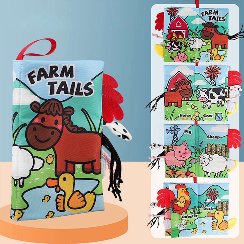 CUTEIU Cute Animals Tails Soft Rattle Cloth Book For Children Educational Toys