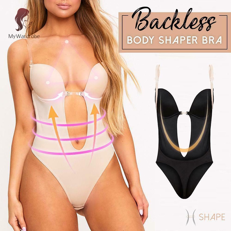 u plunge strapless backless bodysuit shapewear
