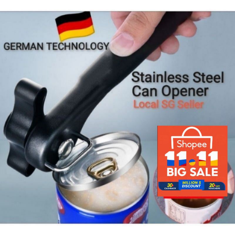 Can Opener with German Technology No Sharp Edge Safe Cut Stainless