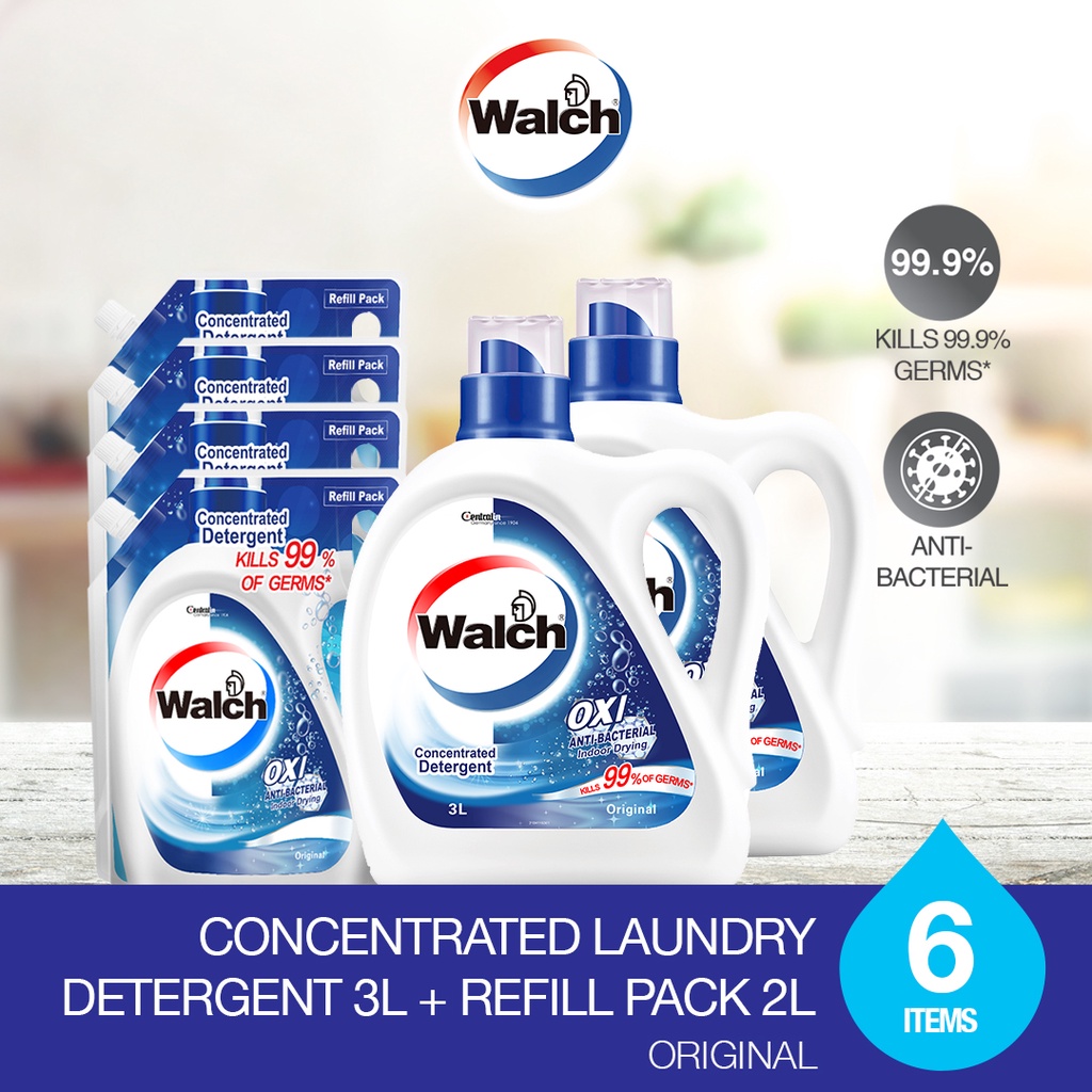 Walch® Anti-bacterial Concentrated Laundry Detergent 3L x 2 Bottles ...