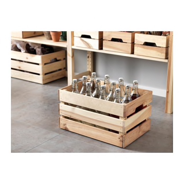 Ikea Knagglig Pine Wood Box Storage Large Bakul Kayu Serbaguna