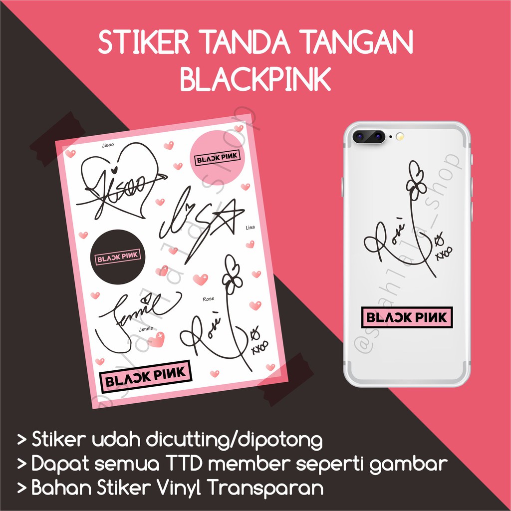 A6 Blackpink Signature Vinyl Cutting Sticker Transparent For Fans Shopee Singapore