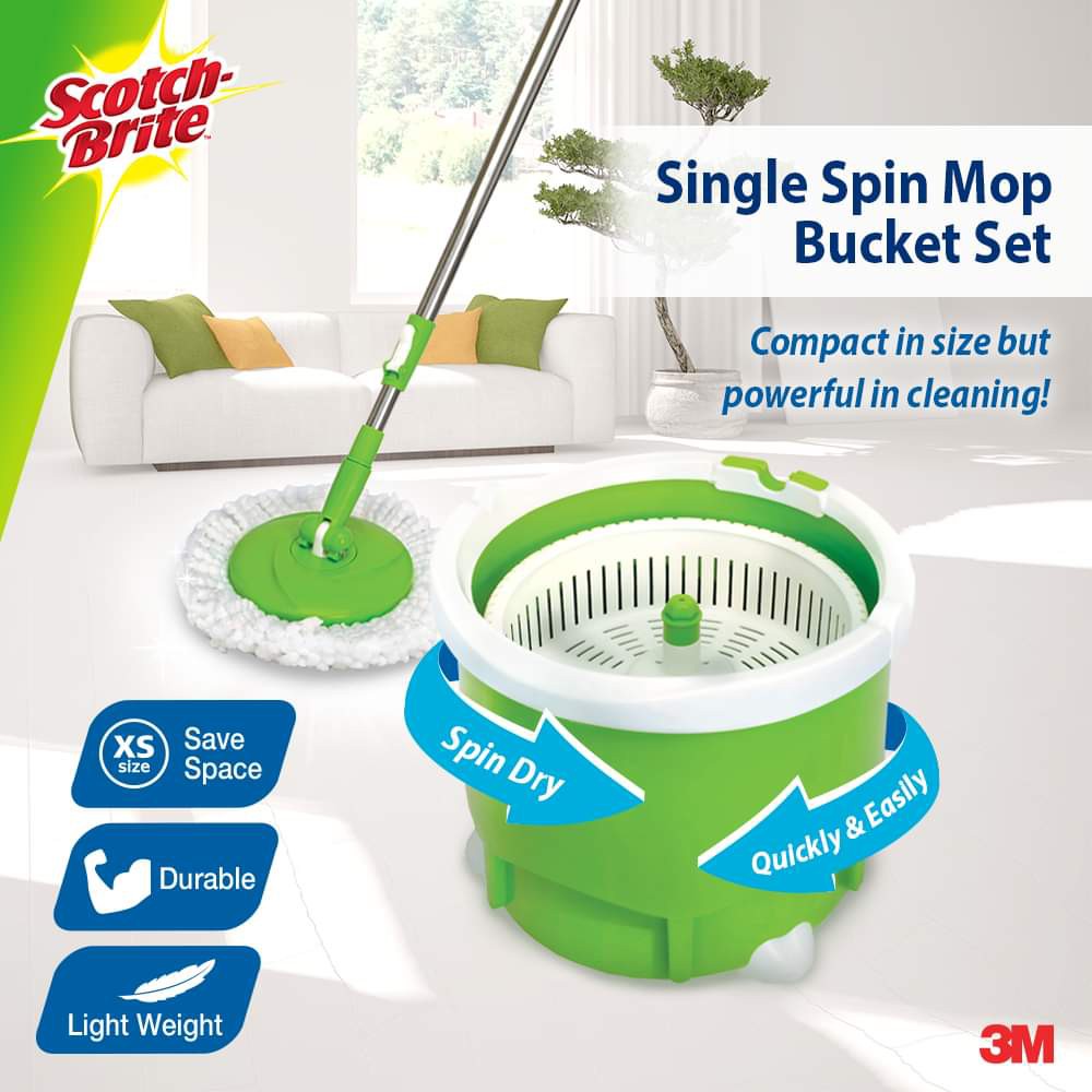 3M Scotch Brite Single Spin Mop with Bucket / Cleaning spinning mop