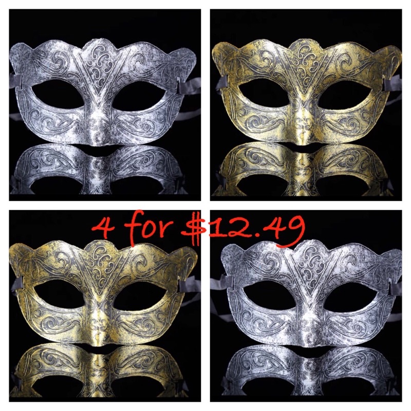 [SG Seller]4pcs Set Masquerade Mask Half Mask Masquerade Face Mask Mardi Gras Shopee Singapore