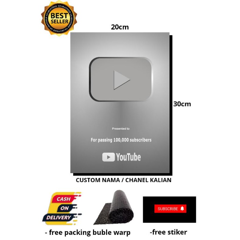 Mdf Vynil Youtube Silver Wall Decor For Home Shopee Singapore