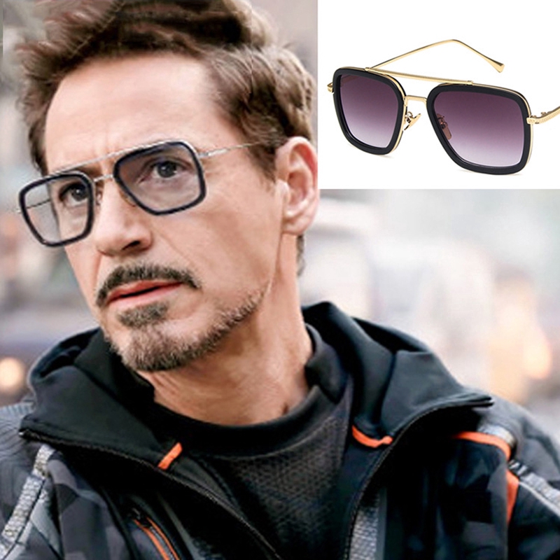 Retro Brand Square Sunglasses Men Fashion Luxury Classic Big Frame Black Gradient Sun Glasses