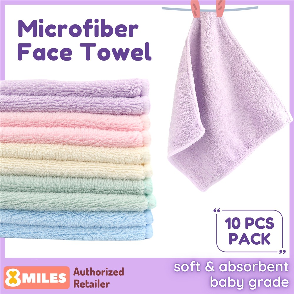 Baby Microfiber WashCloths Face Towel 10pcs Set Handkerchief Saliva