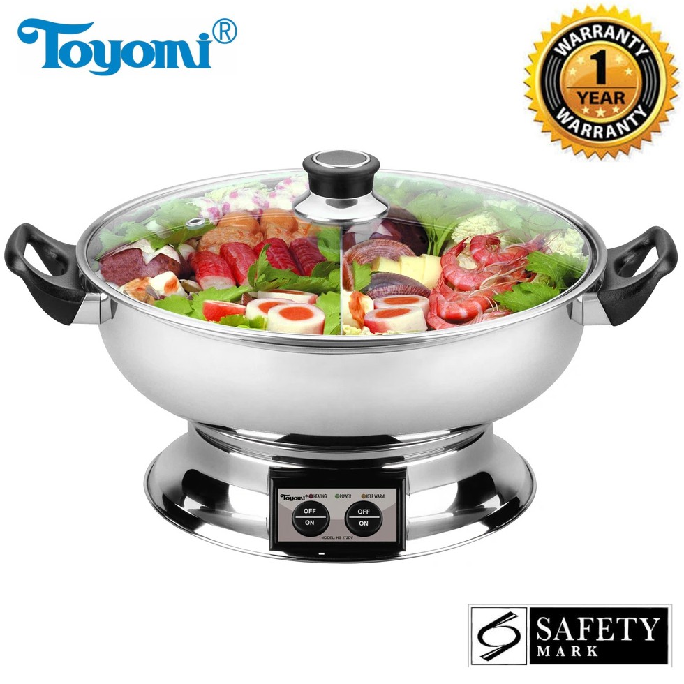 TOYOMI Electric Steamboat Pot  5 8L with Divider and Glass 