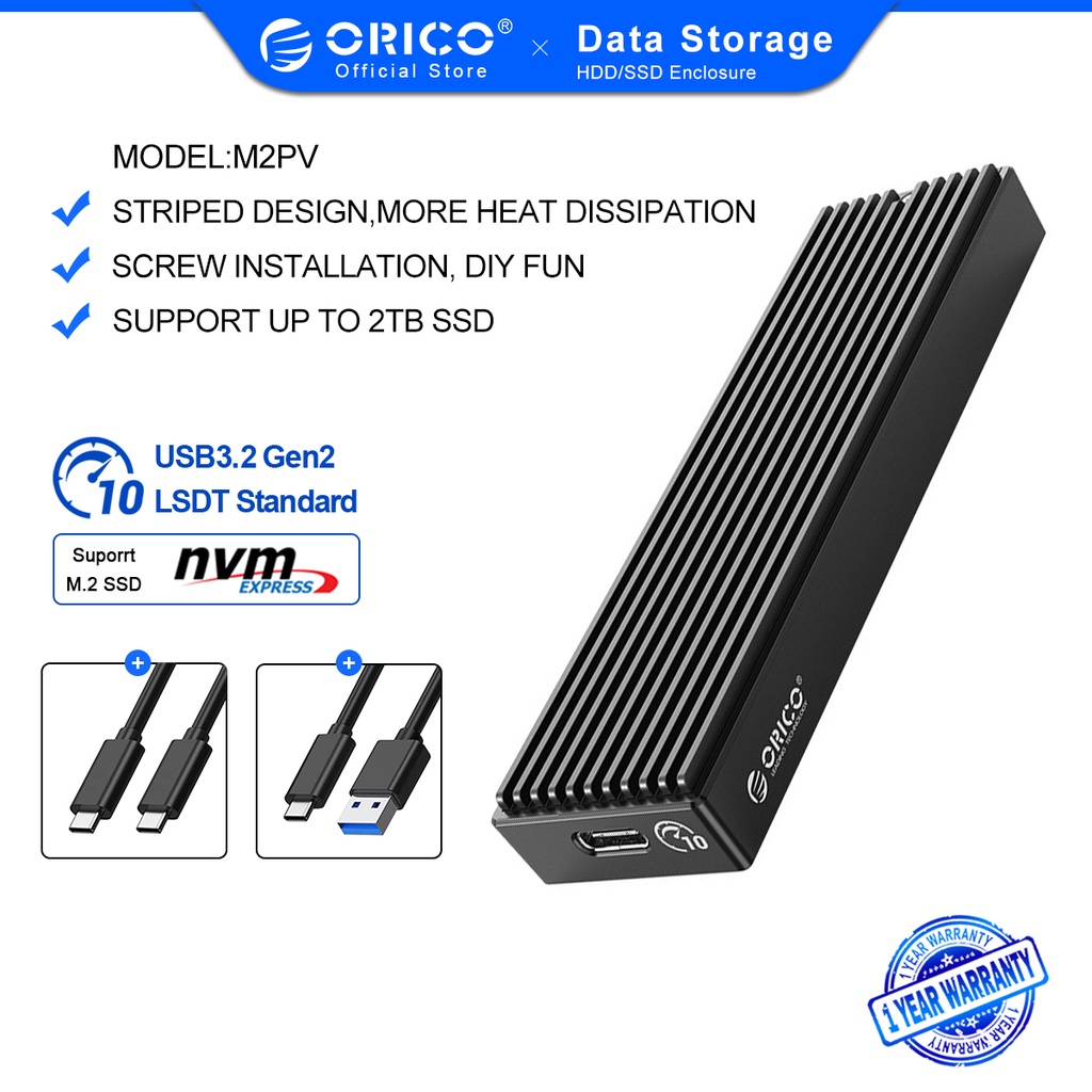 ORICO M.2 NVME Enclosure USB C Gen2 10Gbps PCIe SSD Case M2 SATA NGFF 5Gbps  SSD Enclosure Tool Free For 2230/2242/2260/2280 SSD （M2PV） | Shopee  Singapore