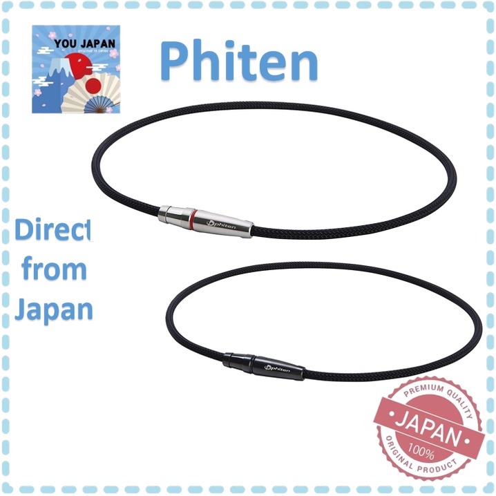 Phiten RAKUWA Necklace X100 Leash model Black 50cm p047 (Direct from