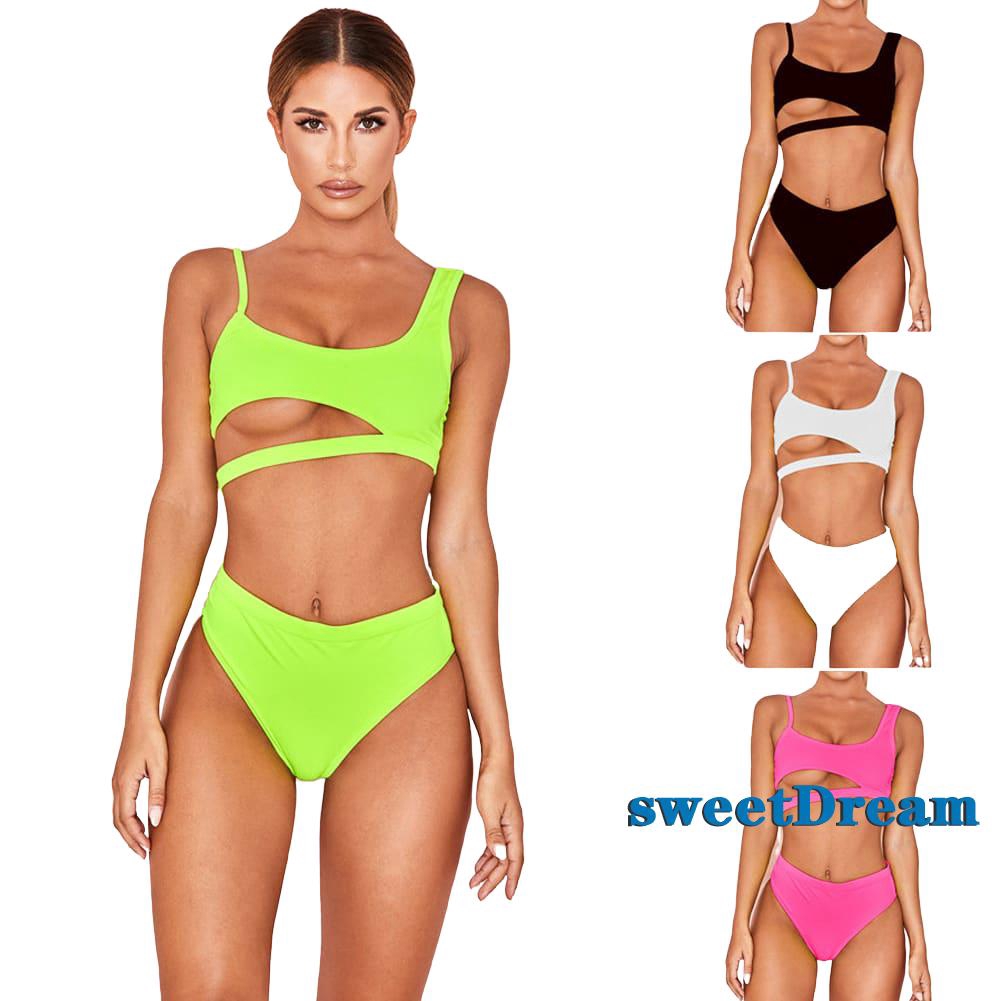 scoop neck cutout bikini top