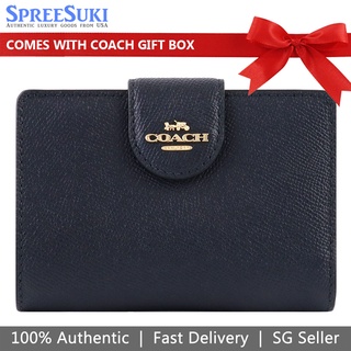 Image of thu nhỏ Coach Wallet In Gift Box Medium Wallet Medium Corner Zip Wallet Midnight Navy Dark Blue # 6390 #0