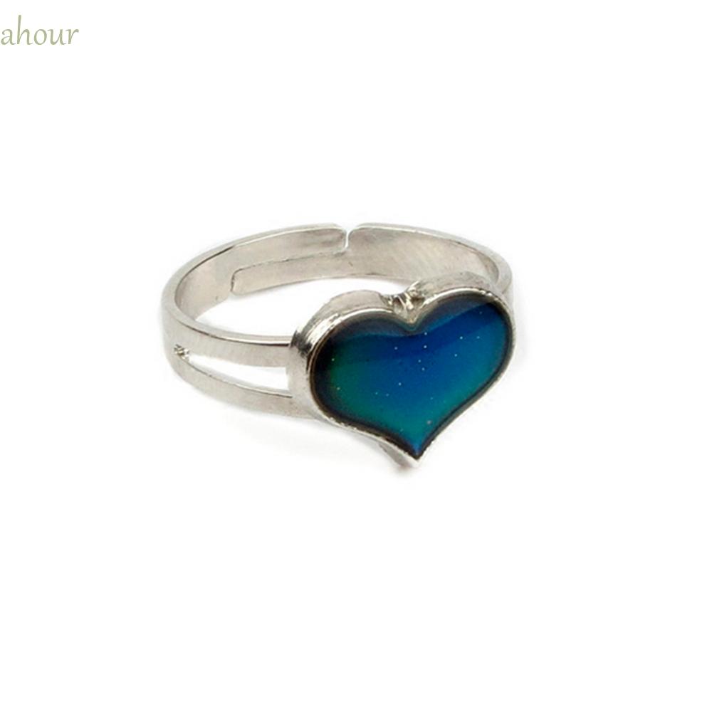 Adjustable Vintage Changing Color Heart Shaped Feeling Mood Ring Temperature 