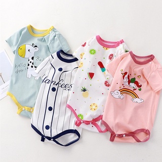 Size 59-80 Hot Sale Little Baby Clothes Summer Toddler Short Sleeve Soft Thin Pure Cotton Jumpsuit Newborn Rompers Infantil Clothing Bayi Kartun Onesies Infants Baju Boys or Girl Bodysuit
