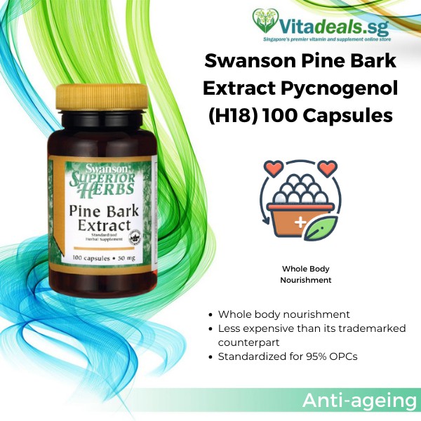 Swanson Pine Bark Extract Pycnogenol 50mg (H18), 100 Capsules, Health