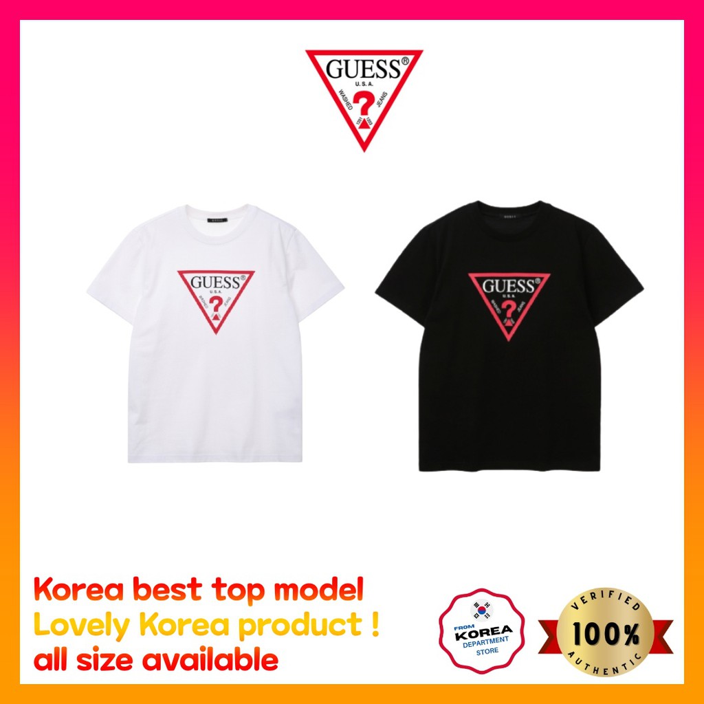 Guess Korea Unisex Triangle Original Logo T Shirt Shopee Singapore