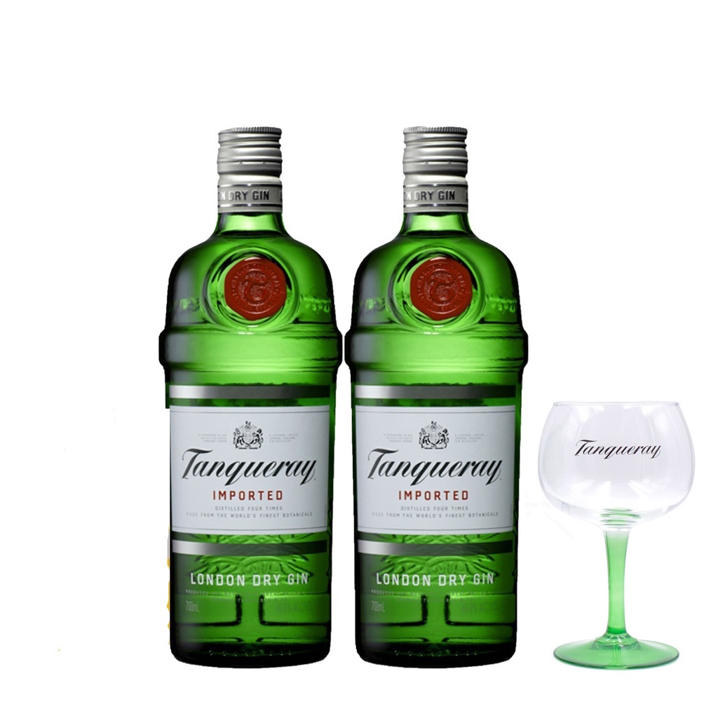Tanqueray London Dry Gin ( 700ml X 2 Bottles ) + ( Free 1 Glass