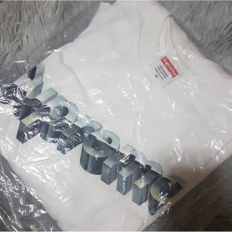 supreme chrome logo tee white