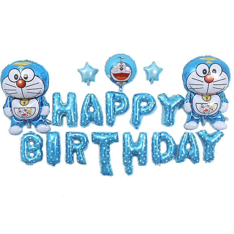 1 set Doraemon Cat Happy Birthday Foil balloons Set kids birthday  decoration | Shopee Singapore