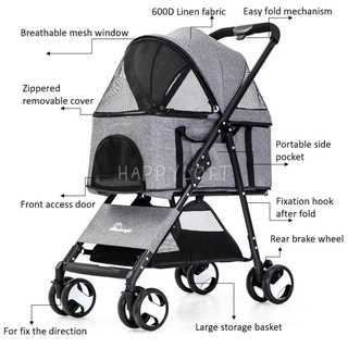 [SG SELLER] Pet Stroller Detachable Stroller Cat Dog Stroller Foldable Lightweight Stroller Pets Travel Carrier Pet Pram #1